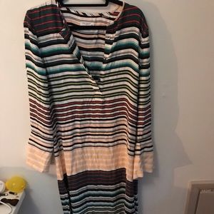 Equipment striped long sleeve maxi dress